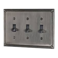 Rok Hardware Decorative Traditional Light Switch Plate 3 Toggle Switch Plate Brushed Nickel