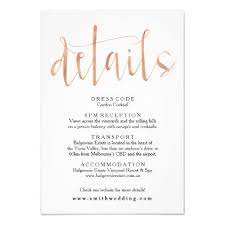 Rose Gold Wedding Details Info Card Zazzle Com Wedding Details Rose Gold Wedding Gold Wedding Gift