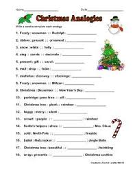 Free Christmas Analogy Worksheet With Answer Key Christmas Worksheets Christmas School Christmas Classroom