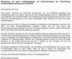 Unsere ausbildungsplätze für fachinformatiker beinhalten darüber hinaus noch einen theoriebezogenen teil. Bewerbungsanschreiben Fur Fachinformatiker Anwendungsentwicklung
