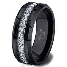 Mens 1 1 10ct Diamond Eternity Comfort Wedding Band 14k White Gold Ring Amazon Com Black Tungsten Carbide Ring Black Wedding Rings Mens Wedding Bands Black