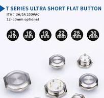 12mm Metal Button Momentary LED Illuminated Ultra Short Push ...