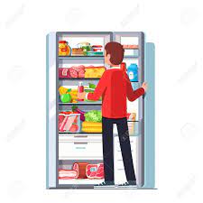 Other people enjoy savoury foods like cheese and meet. Hungry Or Thirsty Man Taking Out Juice Bottle From Refrigerator Royalty Free Cliparts Vectors And Stock Illustration Image 83690360