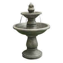 How to draw a garden fountain. Style Selections Infinity 2 Tier Outdoor Fountain With Pedestal 21 85 In Cement Grey 19323 Rona