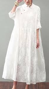 New White Natural Silk Dress Plussize Jacquard Linen Clothing Dress New Bracelet Sleeved Maxi Dresses Blok Elbise Yazlik Kiyafetler Elbise Modelleri
