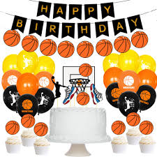 Shop tableware, invitations, foil and latex balloons and banners featuring the official lakers logo. Betterservice 46pcs Basketball Theme Kids Birthday Party Decoration Set Nbas Theme Happy Birthday Banner Topper Cards Boys Girls Birthday Party Needs Lazada Ph