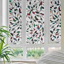 Dktie static cling decorative window film vinyl non adhesive privacy film,stained glass window film for bathroom shower door heat cotrol anti uv 17.7in.by 78.7in. No Glue Static Cling Tree Leaves Stained Glass Window Film Decor Colorful Leaves Bathroom Privacy Glass Decal Film 90 200 Cm Buy At The Price Of 18 99 In Aliexpress Com Imall Com