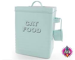 Vintage Retro Style Aqua Blue Enamel Large Cat Food Storage Container Tin New Cat Food Storage Cat Food Storage Container Large Food Storage Containers