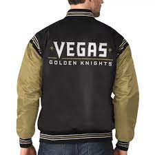 Shop for vegas golden knights jackets at the official online store of the national hockey league. Vegas Golden Knights Satin Black And Gold Varsity Jacket Jackets Maker