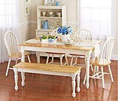 Check out our dining table bench selection for the very best in unique or custom, handmade pieces from our kitchen & dining tables shops. Amazon Com White Dining Room Set With Bench This Country Style Dining Table And Chairs Set For 6 Is Solid Oak Wood Quality Construction A Traditional Dining Table Set Inspired By The