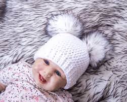 White Double Pom Pom Beanie Faux Fur Pom Pom Beanie Toddler Pom Hat Gender Neutral Baby Hat Winter Hat Baby Hat Kids Hat Baby Beanie Fur Pom Pom Beanie Double Pom
