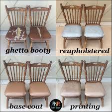 Scrap Marine Vinyl Was Used To Reupholster These Tired Dining Chairs The Vinyl Was Then Painted To Complement Th Dining Chairs Leather Restoration Reupholster