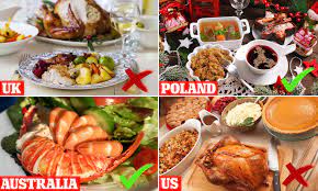 Different kinds of salads are also a part of the dinner. The Healthiest Christmas Dinners Around The World Revealed Daily Mail Online