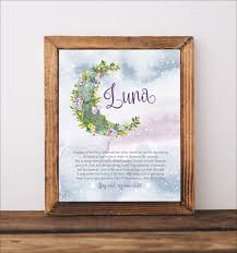 Luna Name Meaningcustom Name Personalized Art Print With Etsy Personalized Art Print Names With Meaning Personalize Art