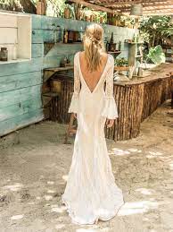 La Jolla Belle Sleeves Open Back Lace Gown Boho Style Wedding Gown Wedding Dresses Lace Wedding Dresses Romantic Bohemian Wedding Dresses