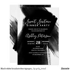 Black And White Party Invitations Black White Brushstrokes Typography Sweet 16 Invitation Zazzle Com Sweet 16 Invitations Sweet Sixteen Invitations Sweet Sixteen Birthday Invitations