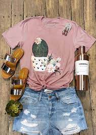 Women's shirts are typically dressier tops with buttons, whereas a blouse may not have buttons. Free Shipping Worldwide Cactus Clothes T Shirts For Women Clothes