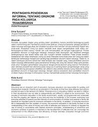 Sekilas, definisi tersebut terlihat masih menerawang. Pdf Pentingnya Pendidikan Informal Tentang Ekonomi Pada Keluarga Transmigran