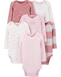Baby Pink 6 Pack Long Sleeve Bodysuits Carters Com