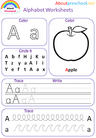 Letter cards, letter tiles, large outline letters, dot marker letters, alphabet charts. Alphabet Worksheets A About Preschool