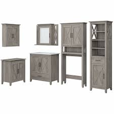 The eclife cabinet vanity sink with vessel combo best farmhouse vanity for modernists: Bush Furniture Key West Farmhouse Bathroom Set With 32w Vanity Medicine Cabinet And Storage In Driftwood Gray Kws036dg