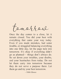Tomorrow 8 5 X 11 Print Doing Your Best Quotes Tomorrow Quotes New Day Quotes