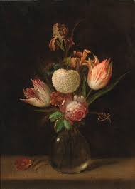 Her artistic talent was recognized early on and she became a renowned painter of floral still lifes. Ruysch Rachel Parrot Tulips A Chrysanthemum A Rose An Iris And Other Flowers In A Glass Vase With A Butterfly On A Ledge Mutualart