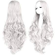 Rbenxia Curly Cosplay Wig Long Hair Heat Resistant Spiral Costume Wigs Anime Fashion Wavy Curly Cosplay Daily Party S Long Hair Styles Silver Wigs Cosplay Wigs