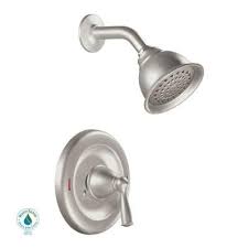 Moen Banbury Single Handle 1 Spray Shower Faucet With Valve In Spot Resist Brushed Nickel Valve Included 82912srn Shower Faucet Tub Shower Faucets Shower Fixtures