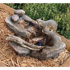 Wildon Home Resin Sea Otters Garden Fountain With Led Light Wayfair Water Fountains Outdoor Garden Fountain Tabletop Water Fountain