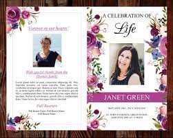 Purple Floral Funeral Program Template 8 Page Funeral Etsy Funeral Program Template Funeral Programs Celebration Of Life