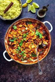 This Hearty Vegetable Curry Recipe Is Packed With Aubergine Courgette Chickpeas And Topped With In 2020 Vegetable Curry Recipes Vegetable Curry Easy Vegetable Curry