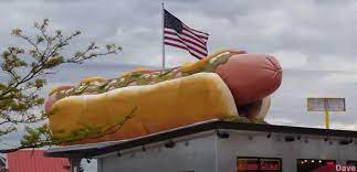 Made a hot dog, 1,996 feet (608 m) long, in commemoration of the 1996 summer olympics in atlanta. Mackinaw City Mi Worlds Largest Spray Foam Hot Dog