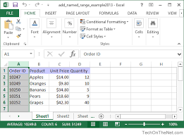 Ms Excel 2013 Add A Named Range