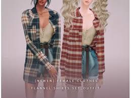 Some of the best hair styles, clothes and accessories on the cc market come from their blog. Newen Sims4 Flannel Shirts Set Outfit Sims 4 Mods Clothes Sims 4 Clothing Sims 4 Dresses