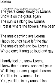 Irish Music Song And Ballad Lyrics For Lorena