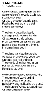 She was a wonderful person, great sailor and awesome chief petty officer! Poetry Corner Analysis Poem Summer S Armies By Emily Dickinson Clevaster