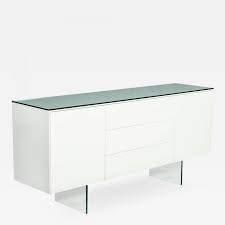 Modern white and grey sideboard. Custom Modern White Lacquered Sideboard Buffet With Glass Features