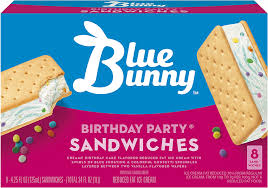 Birthday Cake Ice Cream Sandwich Ice Cream Products Flavors In 2020 Birthday Cake Flavors Blue Bunny Ice Cream Starbucks Recipes