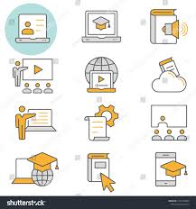 E Learning Distance Education Flat Line Icons Set Of Education Webinar Distance Student Training And More Editable Line Icon Distance Education Elearning