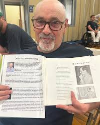 Congratulations to music teacher Bill Beaudoin, who received this year's  yearbook dedication alongside humanities teacher Viva Sandoval. This is  Bill's second time receiving the honor; here he is with this year's  yearbook,