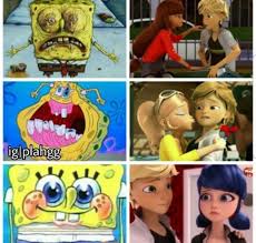 X Spongebob Adrienette Volpina The Bubbler Kung Food Miraculous Ladybug Memes Miraculous Ladybug Funny Miraculous Ladybug