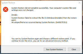 Can T Do System Restore Failed To Extract The File 0x80070301 Super User