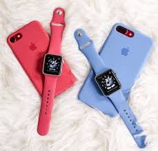 Red Iphone 7 And Red And Blue Apple Watch Strap And Apple Watches Apple Watch Case Apple Watch Fashion Apple Watch Accessories