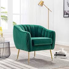 Amazon Com Altrobene Curved Tufted Accent Chair Velvet Upholstered Tub Chair With Gol Tufted Accent Chair Accent Chairs For Living Room Upholstered Arm Chair