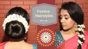 Easy Festive Hairstyles With Gajra Mohna Sharma Youtube Hair Styles Classic Hairstyles Festival