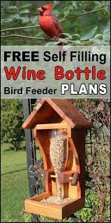 This platform feeder of the birds and blooms is a combination of simplicity, gazebo, and low price! Diy Homemade Wine Bottle Bird Feeder Plans Patterns Monograms Stencils Diy Projects