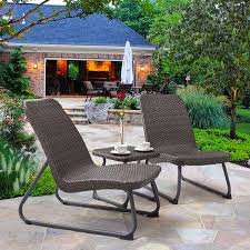 Gymax 3 Piece All Weather Patio Garden Outdoor Conversation Chair Table Set Gray Walmart Com Patio Furniture Sets Gray Patio Furniture Outdoor Patio Furniture