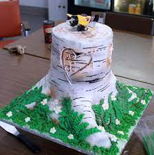 Wedding Cake My Husband Did This Our Niece Wanted A Birch Tree Wedding Cake Nailed It Wedding Cake Tree Birch Tree Wedding Cake