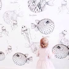 Mini Rodini Wallpaper Kids Wallpaper Room Wallpaper Fish Wallpaper